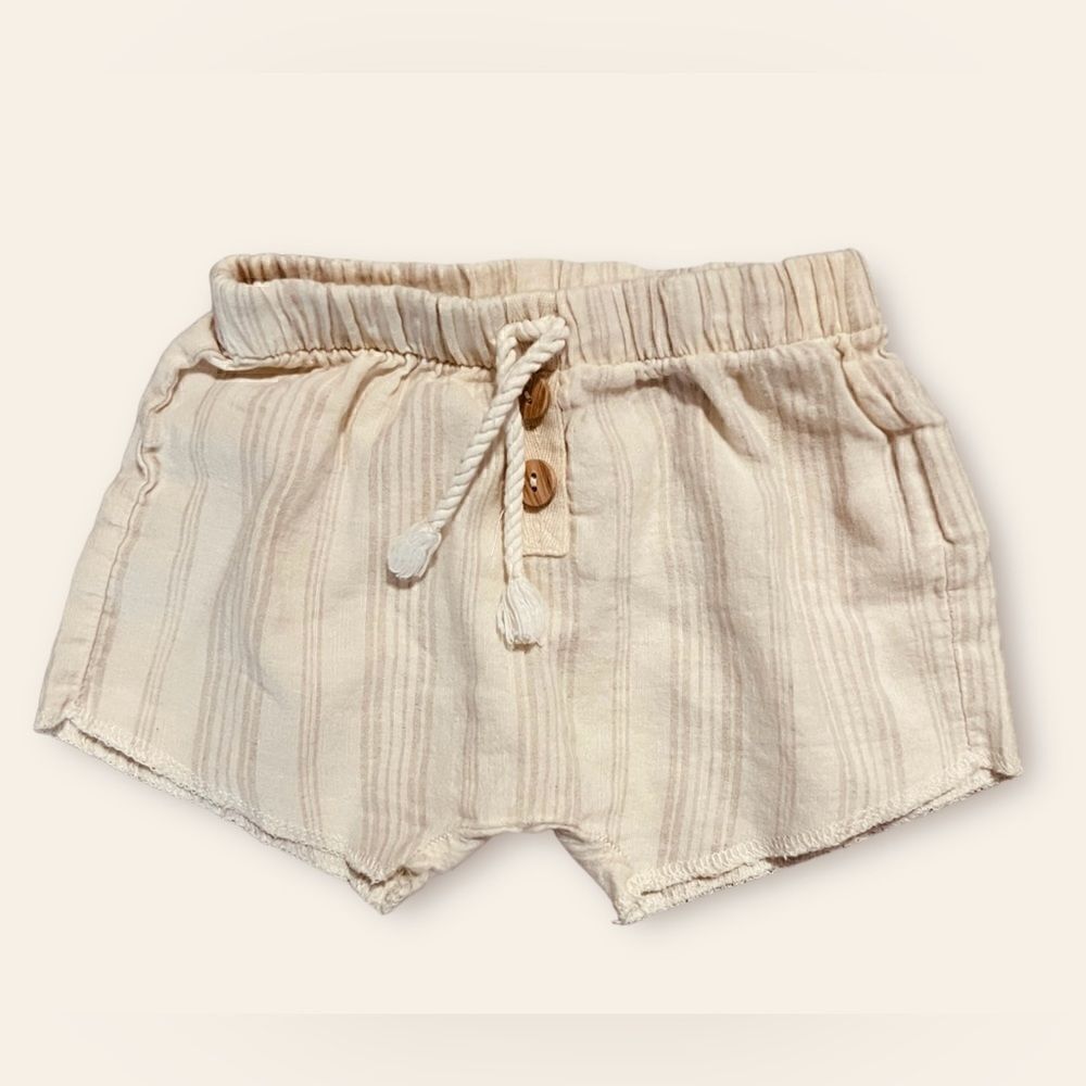 SNUG Baby Linen String Shorts, 9 months, Beige Cream,